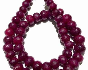 Very Beautiful~Ruby Faceted Rondelle Beads Natural Ruby Corundum Beads Ruby Faceted Beads 11x14MM Ruby Rondelle Beads Red Ruby Gemstone Bead