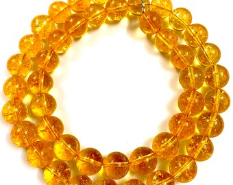 Gele Citrien Gladde Ronde Kralen 12mm Citrien Ronde Kralen 21 In. Kralen Ketting Natuurlijke Citrien Edelsteen Kralen Geel Citrien Gladde Ballen