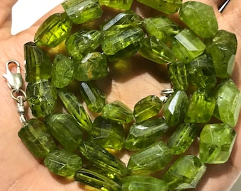 18" Green Peridot Faceted Nugget Gemstone Beads 6-8 mm W//natural faceted green peridot Nuggets new arrival top most quality