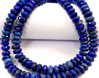 Perle di lapislazzuli blu naturale perline di pietra preziosa lapislazzuli sfaccettata Rondelle perline 6-8mm Lapis Rondelle perline lapis gemito Perle sfaccettate Gioielli Creazione di gioielli
