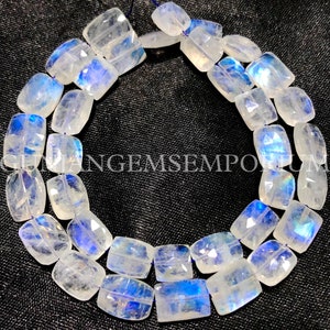 Popular~~Blue Fire~AAA+ White Rainbow Moonstone Faceted Beads Natural Rainbow Beads Rectangle Shape Beads White Rainbow Faceted Chicklettes