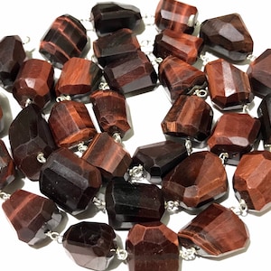 ROSARY AAA+ Natural Red Tigereye11*12-16*19mm W*H Nuggets /23” Red tigereye Gemstone Rosary/Faceted Red Tigereye Rosary Very rear