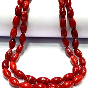 Red Coral Smooth Drum Shape Beads Natural Coral Barrel Beads Coral Smooth Beads Blood Red Coral beads Wholesale Jewelry Making Beads Genuine