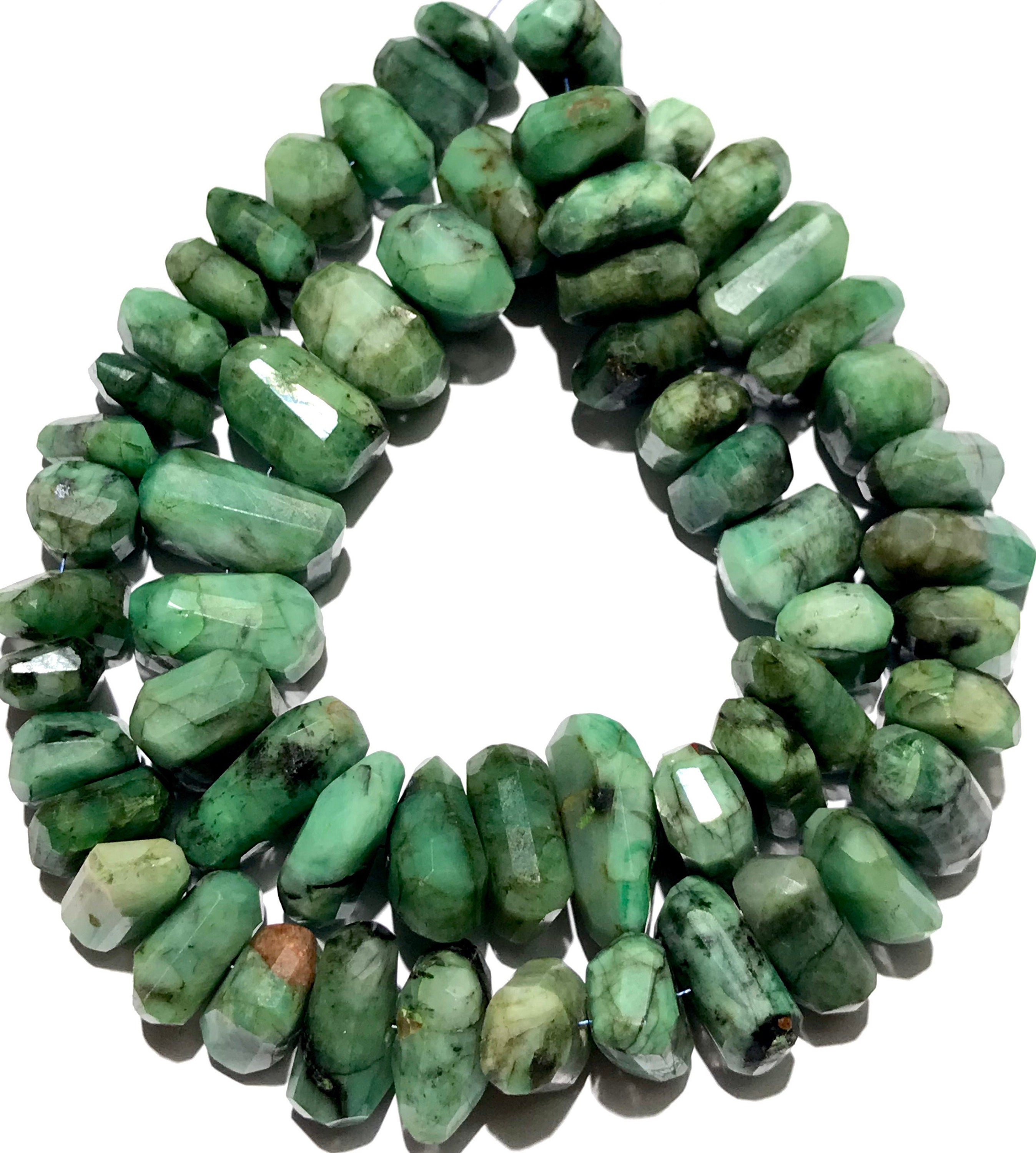 Rarest Shape Rarest~raw Green Emerald Unusual Shape Nugget Beads Natural Green ...