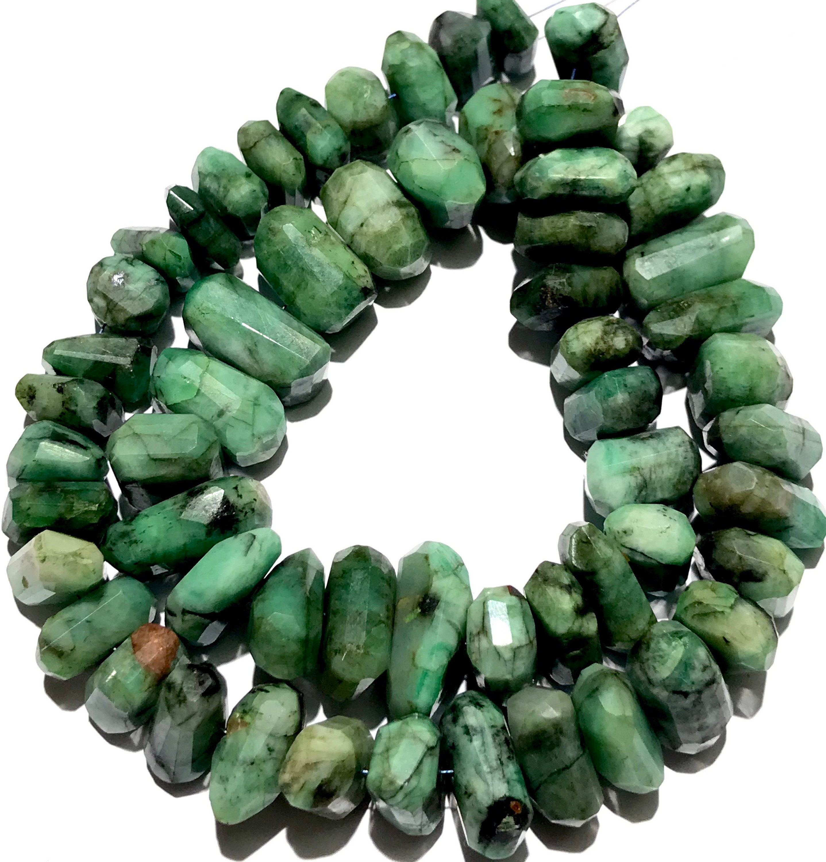 Rarest Shape Rarest~raw Green Emerald Unusual Shape Nugget Beads Natural Green ...