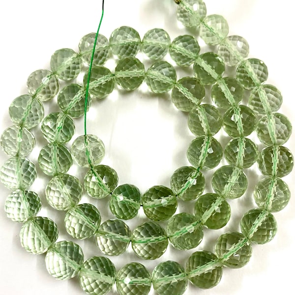 AAA+ Sparkling~Green Amethyst Beads Green Amethyst Faceted Round Beads Green Amethyst Gemstone Beads Natural Green Amethyst 7-8mm Round Bead