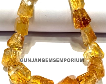 Deep Yellow Citrine Faceted Nuggets Natural Citrine Nuggets Beads Top Color Citrine Gemstone Necklace Wholesale Gems Beads Jewelry