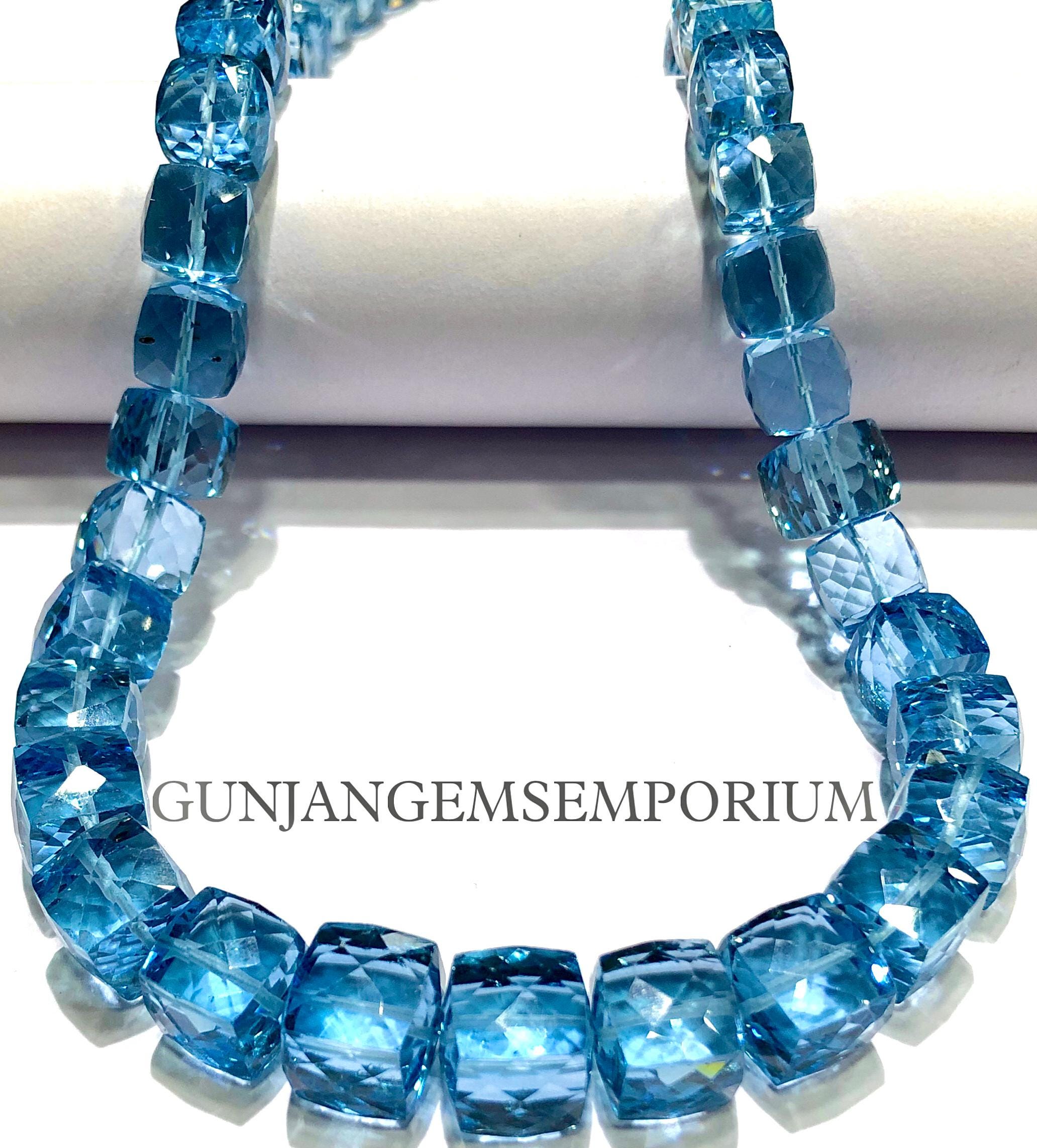 深いスイスブルートパーズファセットキューブビーズとても美しいAAAA+