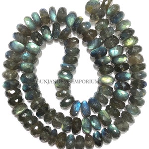 AAA+ BEAUTIFUL~~Labradorite 8mm Beads Genuine Labradorite Faceted Rondelle Beads Blue Fire Faceted 8mm Labradorite Gemstone Beaded Strands
