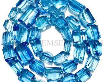 Swiss Blue Topaz Faceted Nuggets GORGEOUS~~AAAA+ Blue Topaz Nuggets Faceted Beads Swiss Topaz Gemstone Beads 9” Strand Spaekling Topaz Beads