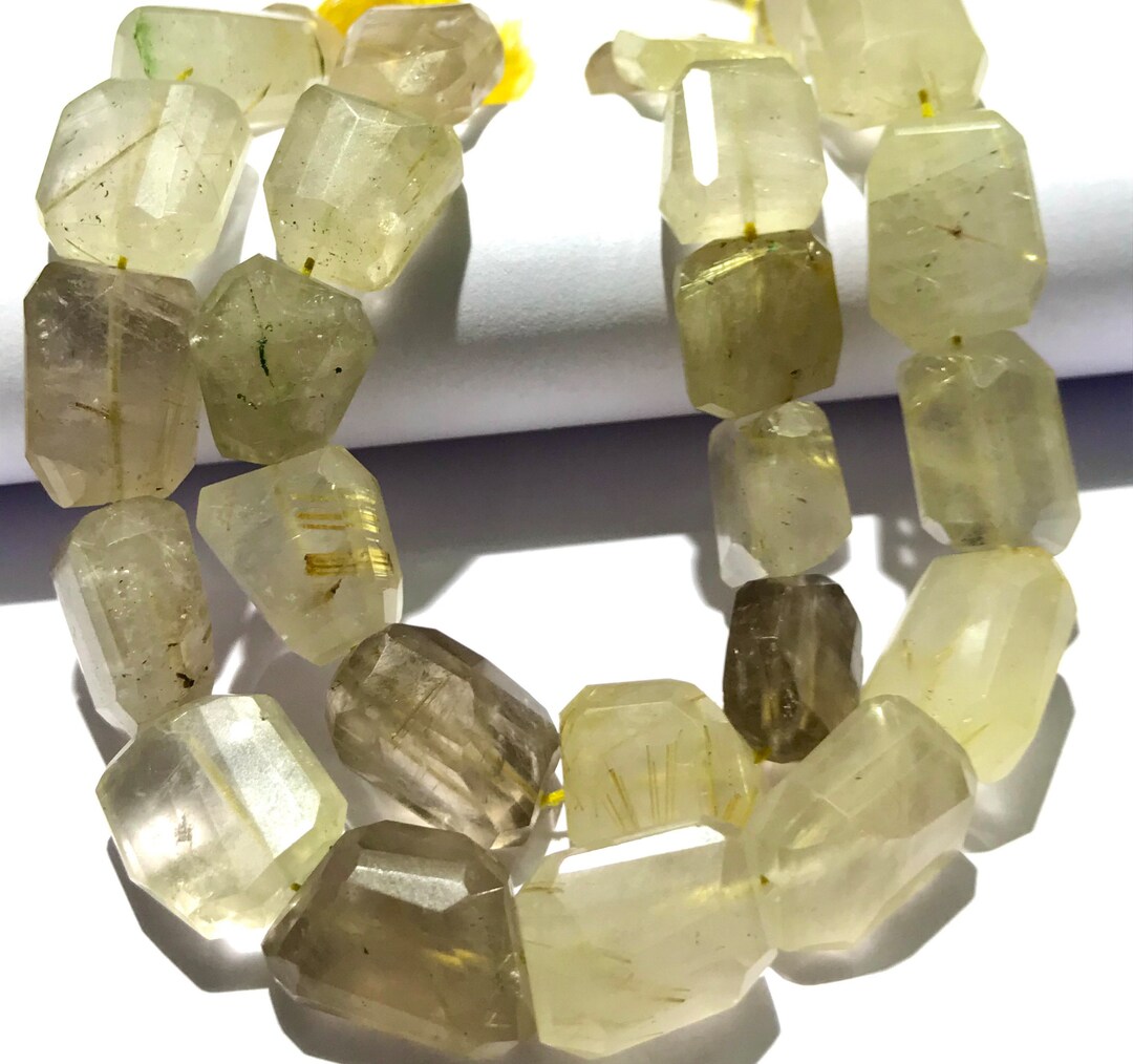 Natural Yellow Rutile Quartz Laser Cute Nugget Beads Yellow Etsy