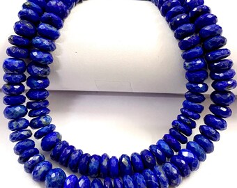 Perline di lapislazzuli blu naturale, perline rondelle sfaccettate in lapislazzuli da 6-7 mm, perline rondelle in lapislazzuli, perline sfaccettate in pietra preziosa di lapislazzuli, creazione di gioielli