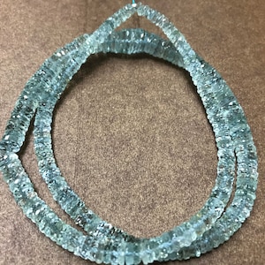 Beautiful AQUAMARINE Faceted Wheel Shape Beads/Natural Aquamarine Faceted Gemstone Beads/3*6 mm 16”Tyre Shape Aquamarine Strand/Very Rare