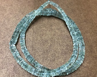 Beautiful AQUAMARINE Faceted Wheel Shape Beads/Natural Aquamarine Faceted Gemstone Beads/3*6 mm 16”Tyre Shape Aquamarine Strand/Very Rare