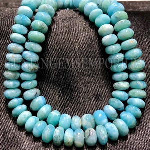 AAA+ QUALITY~~Blueish Larimar Smooth Rondelle Beads Natural Larimar Rondelle Smooth Beads Genuine Larimar Gemstone Beads Larimar Wholesale