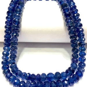 AAA+ Blue Sapphire 2 Layer Necklace Sapphire Faceted Rondelle Beads Natural Blue Sapphire Faceted Beads Rare Burmese Sapphire Gemstone Beads