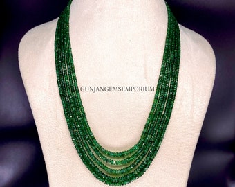 406.50 Carat Rich Green Emerald Bead Necklace - 3 Strand Round Faceted Earth Mined Gemstones