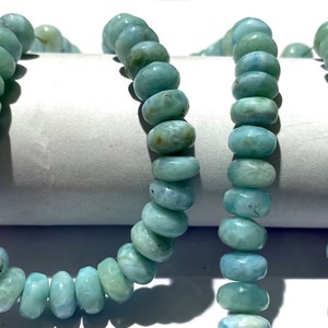 AAA+ Blue Larimar Smooth Rondelle Beads 7mm Larimar Rondelle Beads 18” Natural Larimar Smooth Rondelles Larimar Gemstone Beads Larimar Beads