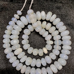 White Opal Smooth Rondelle Gemstone Beads Natural White Opal Rondelle Beads 6-9 MM White Opal Smooth Gemstone Bead Beautiful White Opal 18’’