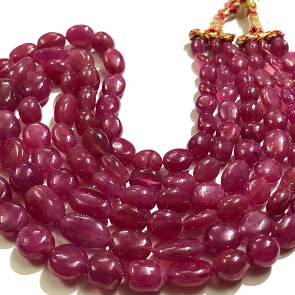 AAAA~Extremely Beautiful Natural Ruby Gemstone Necklace~16•17•18 Inch 7-11*10-14 mm W*H Ruby Beads~Smooth Nuggets Shape Ruby Beads Necklaces