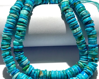 Turquoise Gemstone Beads Arizona Turquoise Smooth Flat Rondelle Beads 6mm to 5-6mTurquoise Smooth Tyre Shape Beads Blue Turquoise Stone Bead