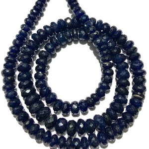 AAA+ Natural Pailin Dark Blue Sapphire Faceted Rondelle Beads Blue Sapphire Rondelle Bead 5-7MM 18” Dark Blue Sapphire Faceted Gemstone Bead