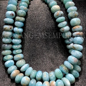 AAA+ QUALITY~Light Blue Larimar Smooth Rondelle Beads Natural Larimar Rondelle Smooth Beads Genuine Larimar Gemstone Beads Larimar Wholesale