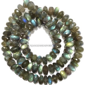 AAA+ BEAUTIFUL~~Labradorite 8mm Beads Genuine Labradorite Faceted Rondelle Beads Blue Fire Faceted 8/9mm Labradorite Gemstone Beaded Strands