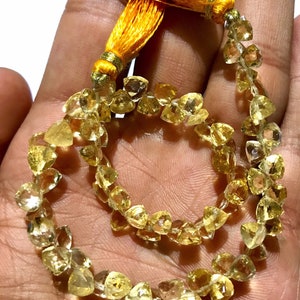 Natural Citrine Fancy Cut Shape Beads Citrine Gemstone Beads Citrine Faceted 3D Triangle Shape Beads Citrine 6mm Beads 9” Citrine Gem Lauout