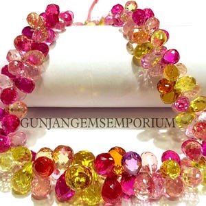 Magnificient Pink Sapphire Jewels~AAAA+ Colorful Sapphire Teardrops Faceted Sapphire Briolette Faceted Teardrops Rare Padparadscha Sapphires