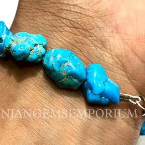 Genuine Arizona Turquoise Nuggets Bracelet RARE OLD MINES Sleeping Beauty Turquoise Beads 7” Turquoise Bracelet Turquoise Gemstone Jewelry