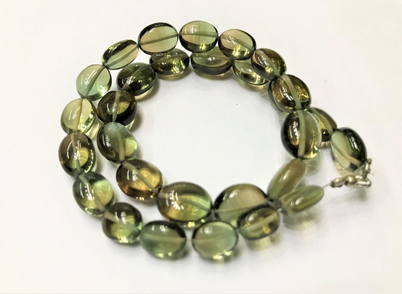 8*10MM Magneficent Green Hydro Quartz Smooth BeadsGreen Hydro Quartz Oval Shape Gemstone Beads.8-10MM 12\u201d Elegant Green Hydro STRAND
