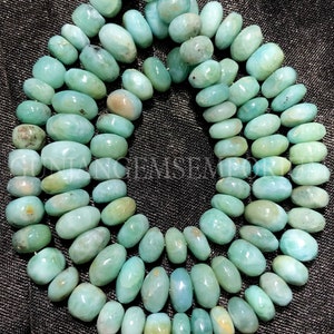 AAA+ Beautiful~~Blueish~Green Larimar Smooth Rondelle Beads Natural Larimar Rondelle Smooth Beads Genuine Larimar Gemstone Larimar Wholesale