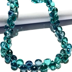 Rarest~~AAAA+ Neon Blueish Green Topaz Faceted Onion Beads London Blue Topaz Gemstone Beads London Topaz Beads Blue Topaz Faceted Onion Bead