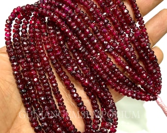 Dark Pink Ruby Beads~~AAAA+ QUALITY~~Burma Ruby Faceted Beads 4-6mm Ruby Rondelle Beads Faceted Ruby Necklace Christmas Gift Ruby Jewellery