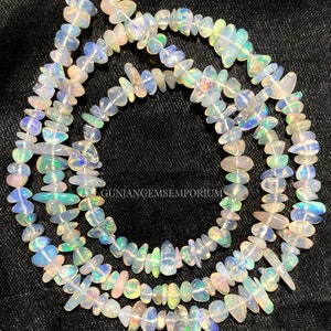 AAA+ QUALITY~~Ethiopian White Opal Smooth Nugget Beads Natural Opal Nuggets Smooth Opal Beads Full Star Genuine Ethiopian Opal Bead Necklace