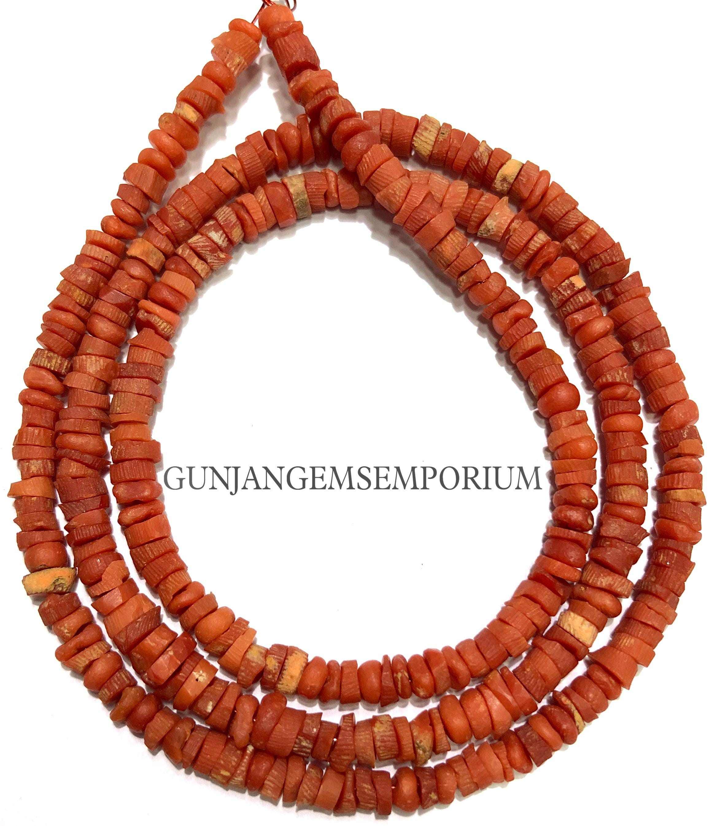 コーラルヘイシビーズ 未研磨 未処理 100%天然オレンジコーラルビーズ