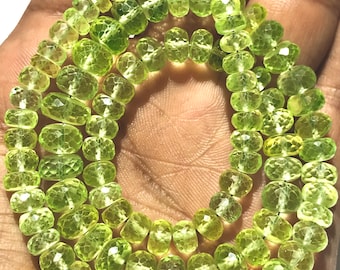 Rarest~~AAAA++ Quality~~Prehnite Gemstone Beads Green Prehnite Faceted Rondelle Beads Sparkling Faceted Green Beads Prehnite Beaded Jewelry
