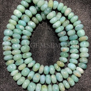 AAA+ Beautiful~~Blueish~Green Larimar Smooth Rondelle Beads Natural Larimar Rondelle Smooth Beads Genuine Larimar Gemstone Larimar Wholesale