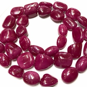 AAA+ Quality RUBY CORUNDUM Smooth Beads/19” 9*12mm Ruby Corundum ( Treated)Nuggets Strand/Lustrous Pink  Ruby Color Beads/Smooth Nuggets/