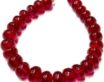 AAAA+ Quality~~Ruby Smooth Rondelle Beads Red Ruby Gemstone Beads 8-9mm Blood Ruby Rondelle Smooth Beads 5 Inch Strand Jewelry Making Beads