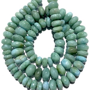 AAA+ Blue Larimar Smooth Rondelle Beads 9mm-11mm Larimar Rondelle Beads 18” Natural Larimar Smooth Rondelles Larimar Gemstone Beads Larimar