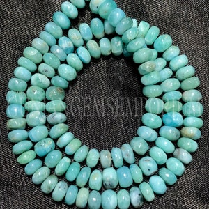 AAA+ Beautiful~~Blueish Larimar Smooth Rondelle Beads Natural Larimar Rondelle Smooth Beads Genuine Larimar Gemstone Beads Larimar Wholesale