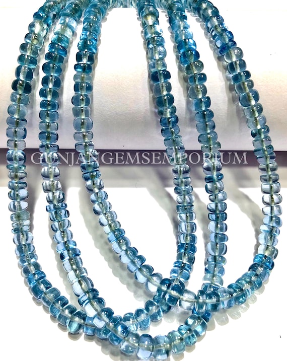 Collier Perles LARIMAR Bleu Naturel - Perles Rondes 7-8mm - Longueur 18" Réglable - Fait Main - Inde