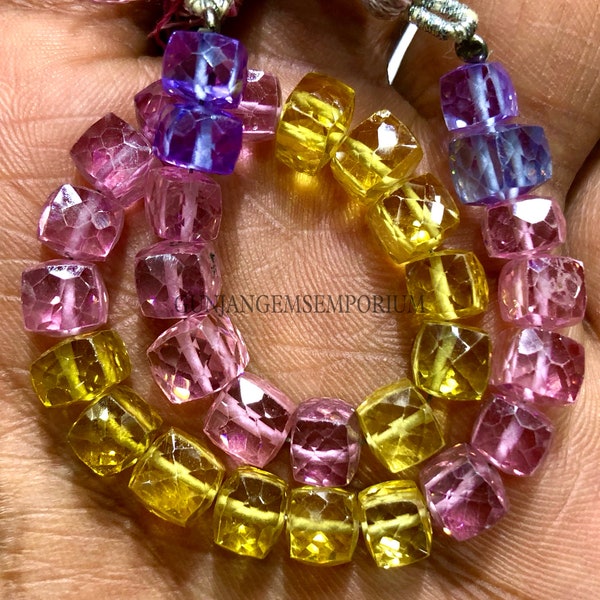 Sparkling~~Zircon Beads AAA+ VERY RARE Zircon Gemstone Beads Faceted Zircon Cubes Mix Zircon Faceted Beads Genuine Zircon Box Shape Stones