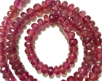 AAA+ Extremely Gorgeous••Pink Ruby Beads••Faceted 6-7 mm Rondelle Shape Ruby Stone Beads••Natural 18” Pink Ruby Gemstone Beads••Machine Cuts