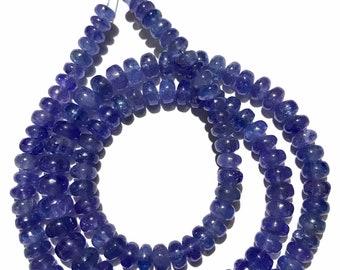 Extremely Beautiful~Tanzanite Smooth Rondelle Shape Beads Natural Tanzanite Stone 6-7 MM Beads Shinny Tanzanite Gemstone Beads~Wholesale 16”
