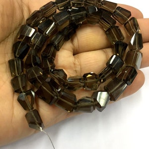 Loose Gemstone Beads Laser Cut Smoky Quartz Nugget Shape Natural Faceted Beads 8mm Width Smoky Unusual Shape Gemstone Beads 16&quot; Strand Top