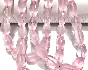 Rare~~Rose Quartz Beads AAA+ Rose Quartz Faceted Barrel Beads Natural Rose Quartz Barrel Shape Beads Gemstone Beads Wholesale Manufacturer