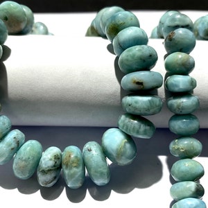 AAA+ Blue Larimar Smooth Rondelle Beads 9mm-12mm Larimar Rondelle Beads 18” Natural Larimar Smooth Rondelles Larimar Gemstone Beads Larimar